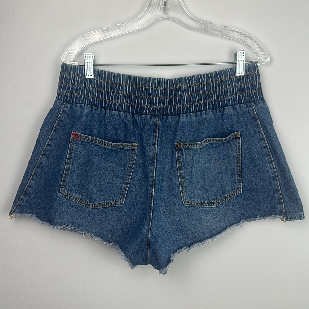 BDG Pull-On Denim Boxer Shorts Lg High Rise Smocked Elastic Waist Cotton Jean - Picture 10 of 16